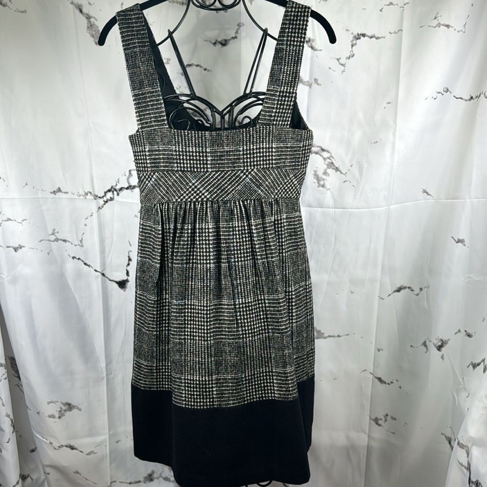 Zara Basic Plaid Jumper Houndstooth Wool Blend Midi Shift School Girl Academia - Picture 8 of 11
